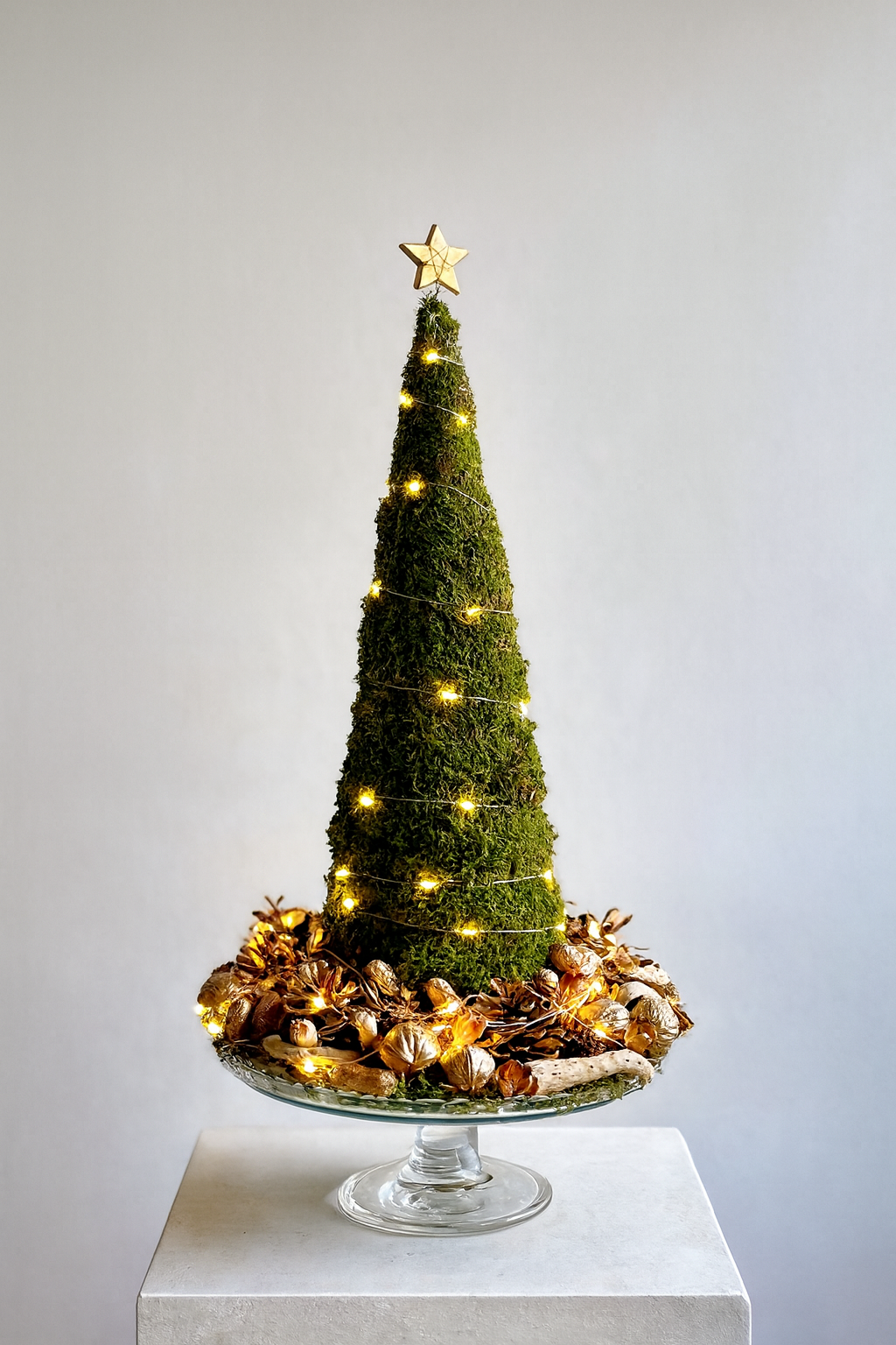 Moss Kaplı Gold Işıklı Mini Yılbaşı Ağacı - NK-YB-Agac7